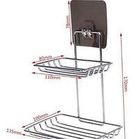 Soap Dish Holder-Wall Mounted Double Layered  Stainless Steel Soaps Storage Rack with Hook